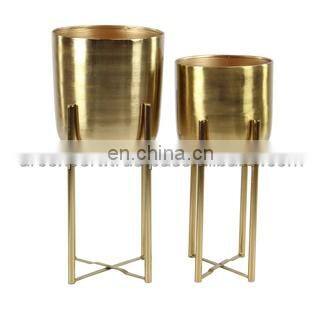 brass plated planter with stand