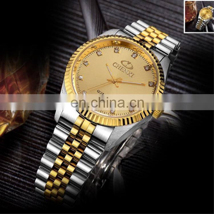 CHENXI 004A Crystal Diamond Couples Watch Stainless Steel Casual Dress Watches For Men Women Couple