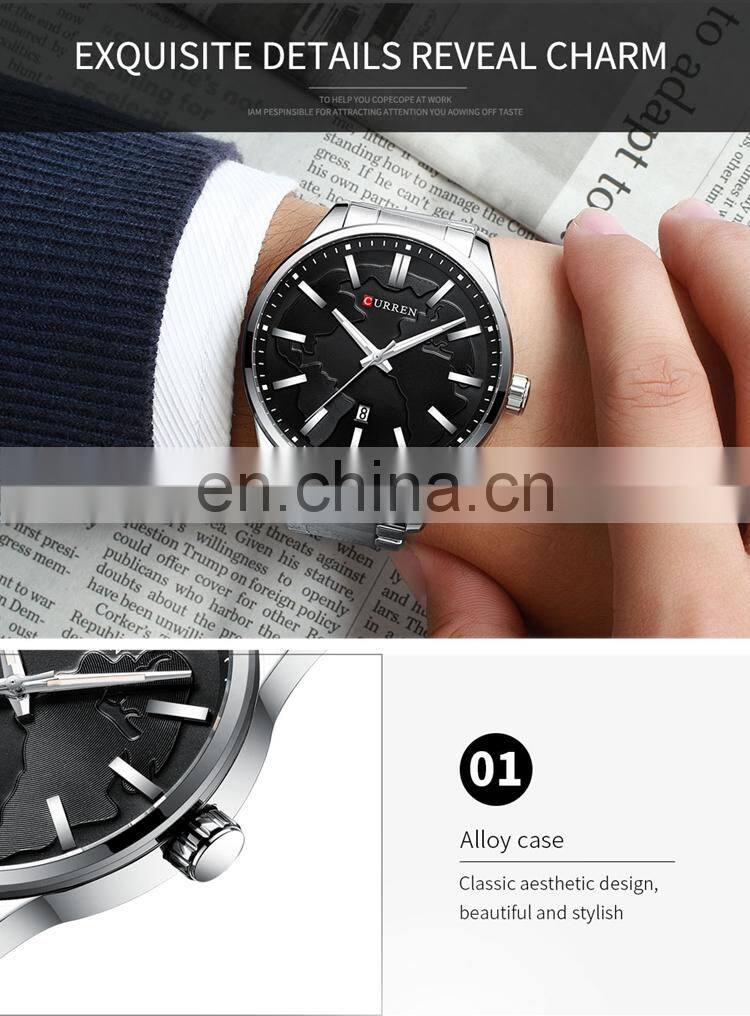 CURREN 8366 Japan Quartz Movt Men Brand Wrist Watches Stainless Steel Calendar Business Popular Military Watch