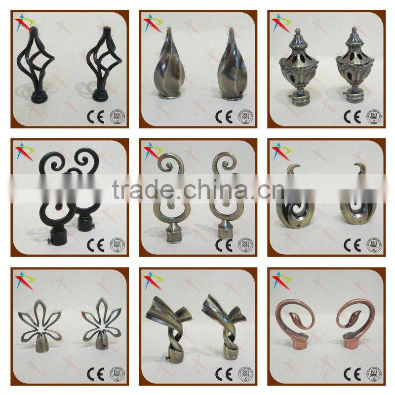 Spay-painted curtain rod finial of gold curtain rod