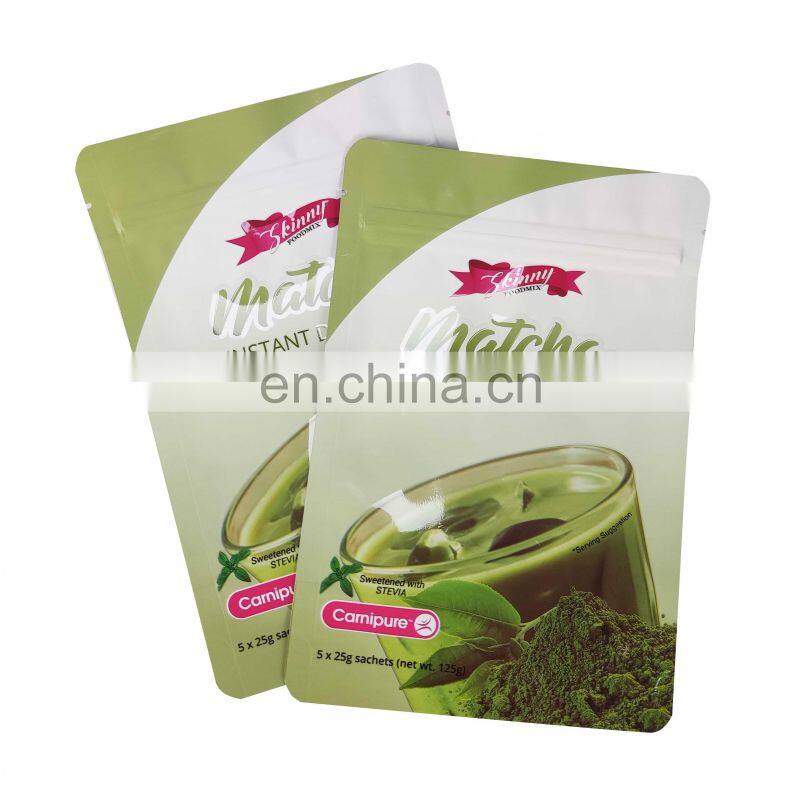 125g customize printed aluminum foil packaging bag Matcha powder stand up pouch with zipper