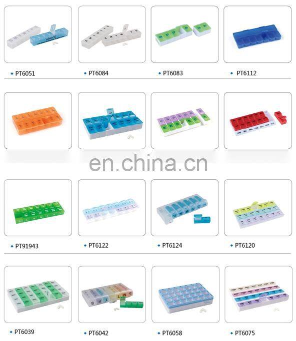 Hot Sell Large Compartment Weekly Pill Box Cases 7 Days Pill Box Organizer With Spring Open