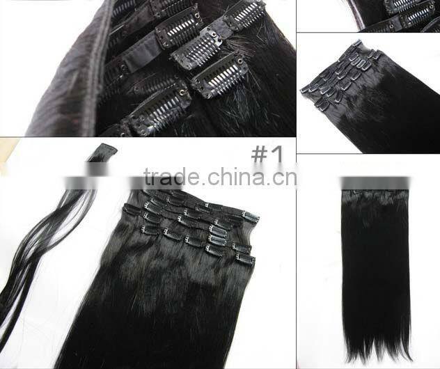 European 100% remy human hair,clip in hair extension