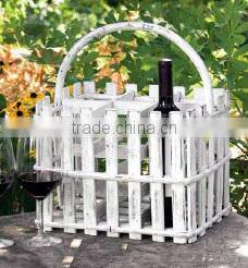 white Wood wine holder basket, picnic basket , handicraft supplies, wine basket