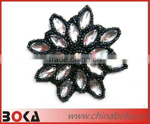 Fashion flower handmade beaded rhinestones applique patches