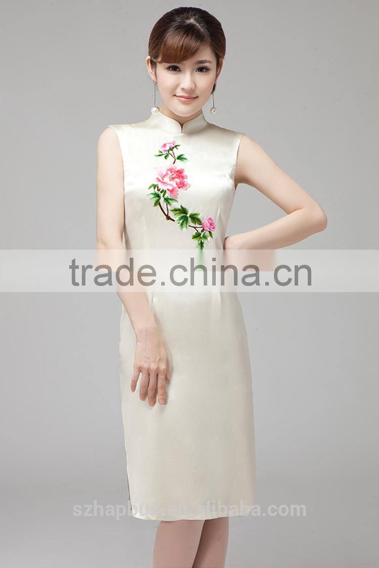 Hot new fashion embroidered dress handmade embroidery made in china