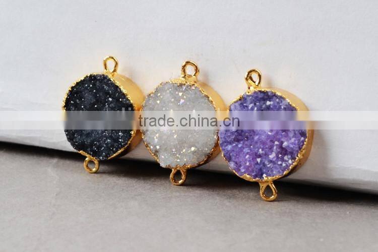 New Tiny Druzy Necklace Gold Filled Raw Crystal Drusy Pendant Necklace Simple Semi Jewelry Findings in China