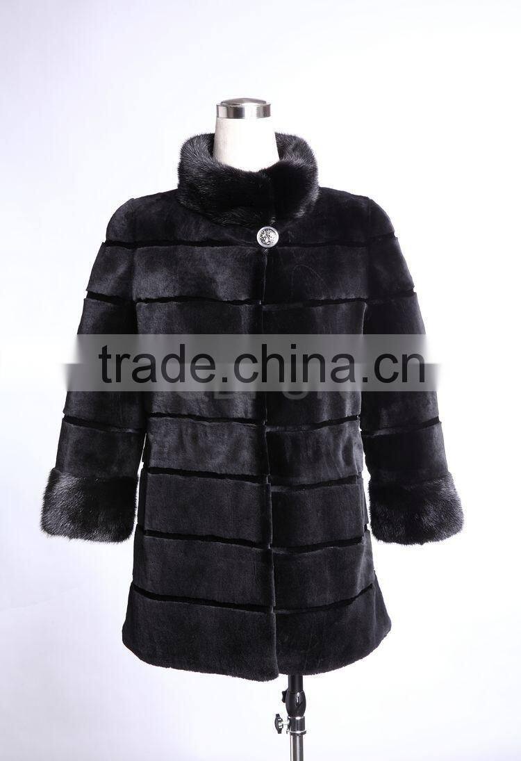 QD29212 Lady Mid-long Whole-hide Rex Rabbit Fur