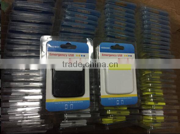 2016 Hot universal portable power bank one time use power bank 1000mah