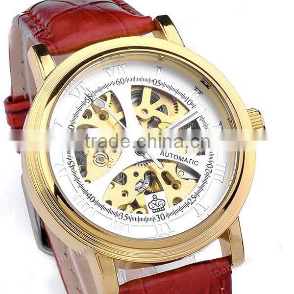 Yangbin mechanical gold plated 100m water resistant watch