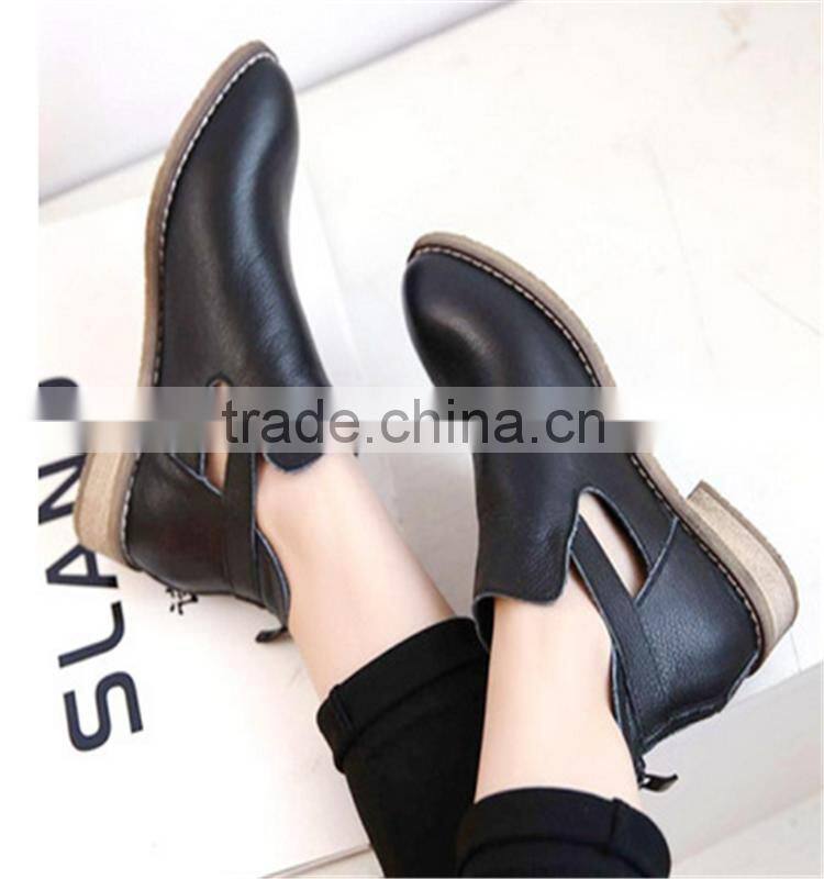 Autumn low kitten heel ankle boots Casual boots for ladies 2017