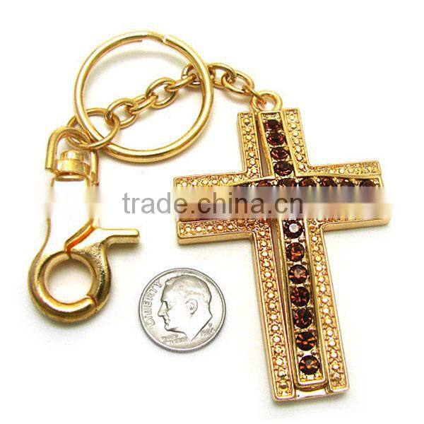 Queen bear gold clear rhinestone keychain