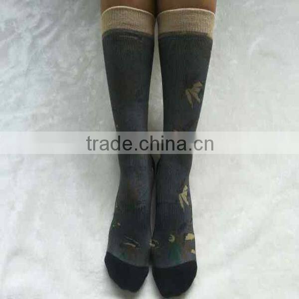 Hot sales camo sublimation printing socks with different rib, custom print socks, sublimation printing socks