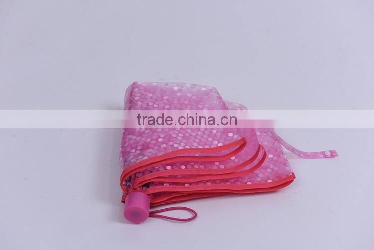 Customized Manual Open poe fabric 3 folding clear umbrella