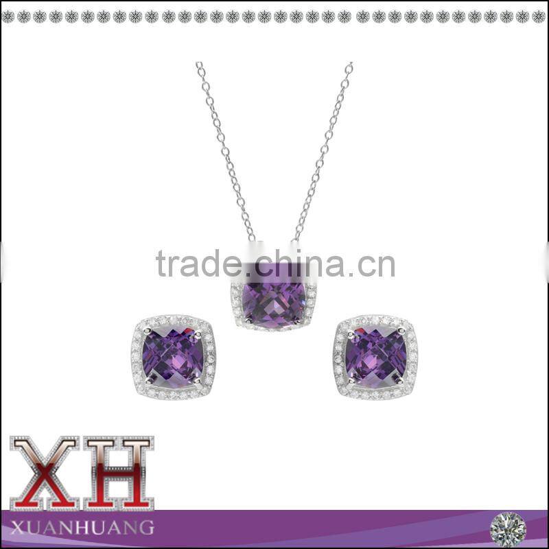 Fashion Jewelry Wholesale Silver Necklace and Earrings Set Zircon Jewelry