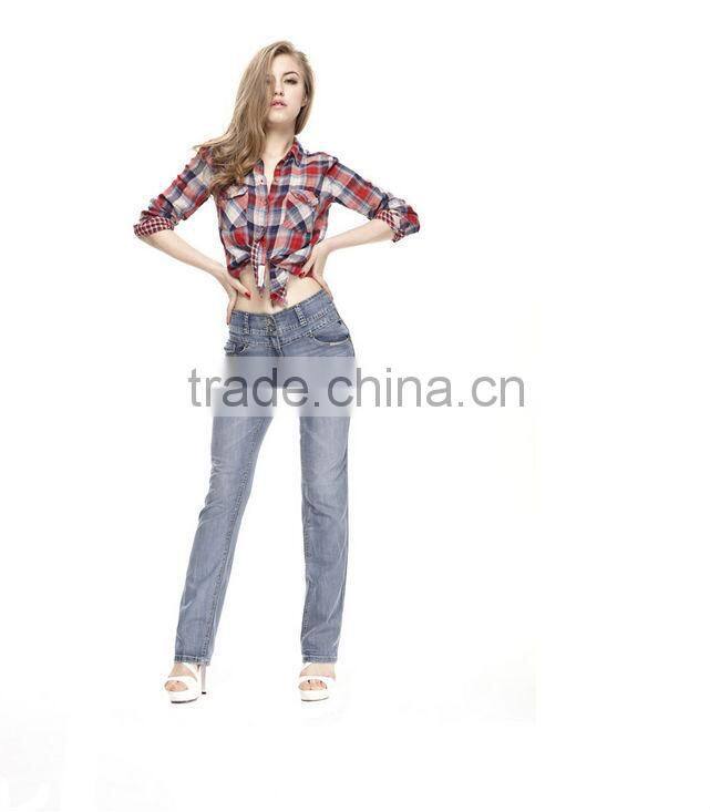 Best selling ladies European style straigt hot pants women jeans with relaxed fit/wide leg latest design denim trousers