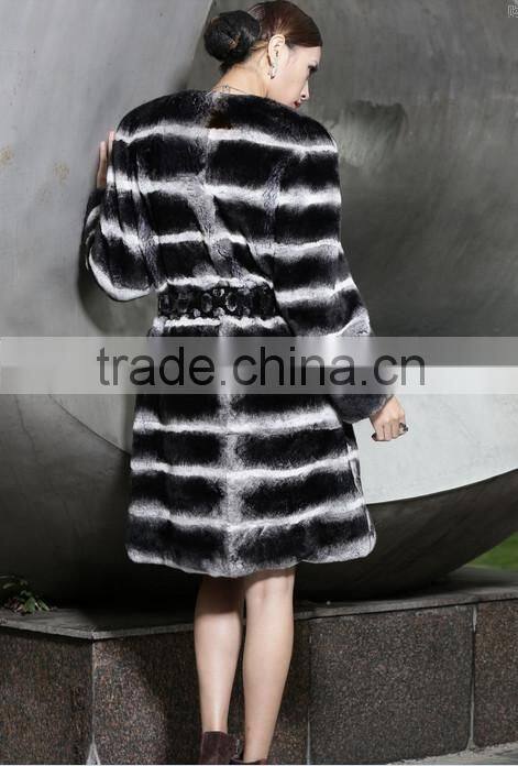 rex14047 Newest fashion rex rabbit skin coat chinchilla color