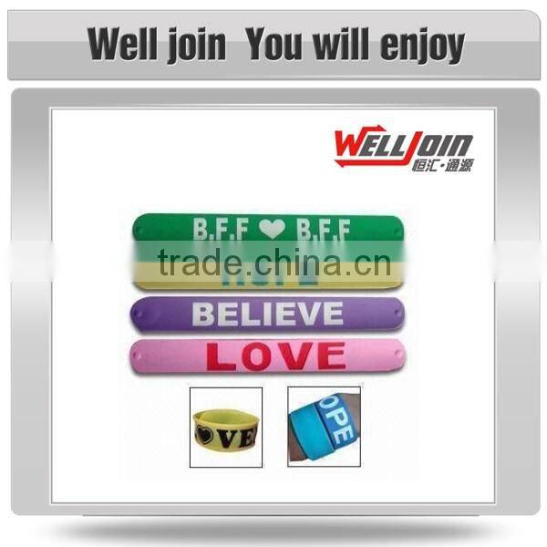 Promotional Customized Logo Cheap Kids Reflective Printing Slap Band