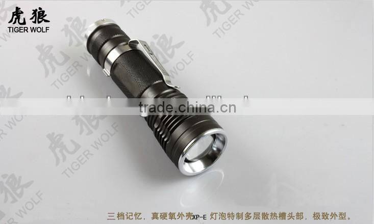 Mini LED Flashlight Torch Light Clip Adjustable Focus Zoom Function