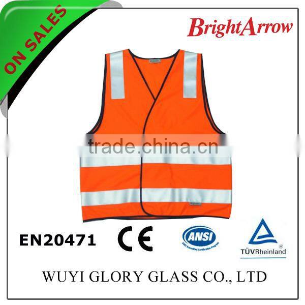 100% polyester EN 20471 safety reflective girl's high visibility security vest for usa from china