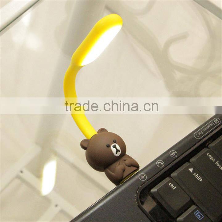 Portable USB LED Light Bendable Mini Lamp Cartoon cute styel USB Port PC Power Bank Partner Computer Tablet PC
