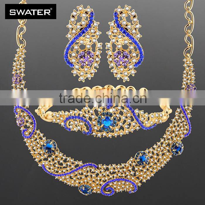 Jewelry 2016 Blue Gemstone Four Women Jewelry Set