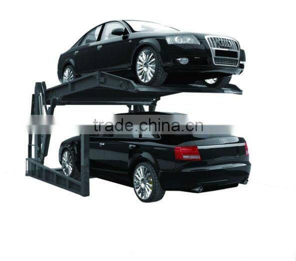 Hydraulic low ceiling tilting car stacking lift