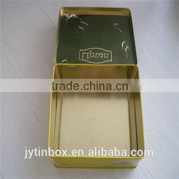 Wholesale tin can manufacture recyclable feature packing box metal can Yellow tea tin box