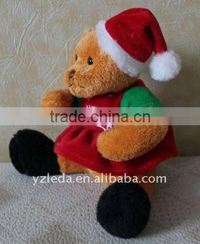 Dressed Christmas Teddy Bear / Stuffed Bear with Cap