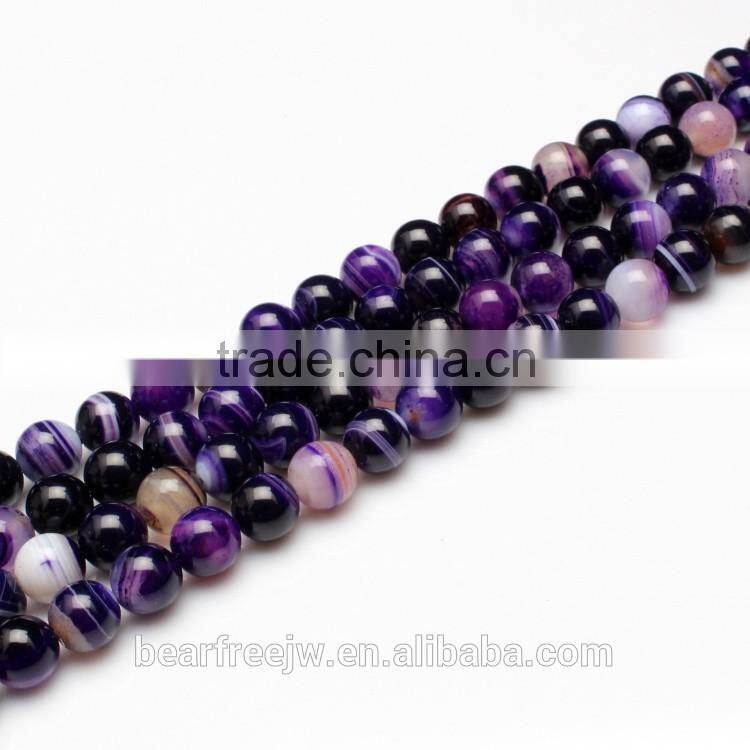 Seven Mixed Color Stripe Agate Natural Gemstone Loose Beads Strand Round Crystal Energy Stone Healing Power for Jewelry Making