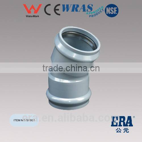 ERA pvc rubber ring fittings PVC pressure fitting with gasket 22.5 degree elbow
