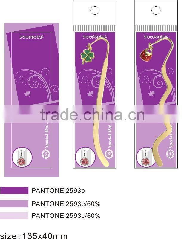 custom metal flower shaped Bookmarks with Ribbon, Made of Alloy and Crystal