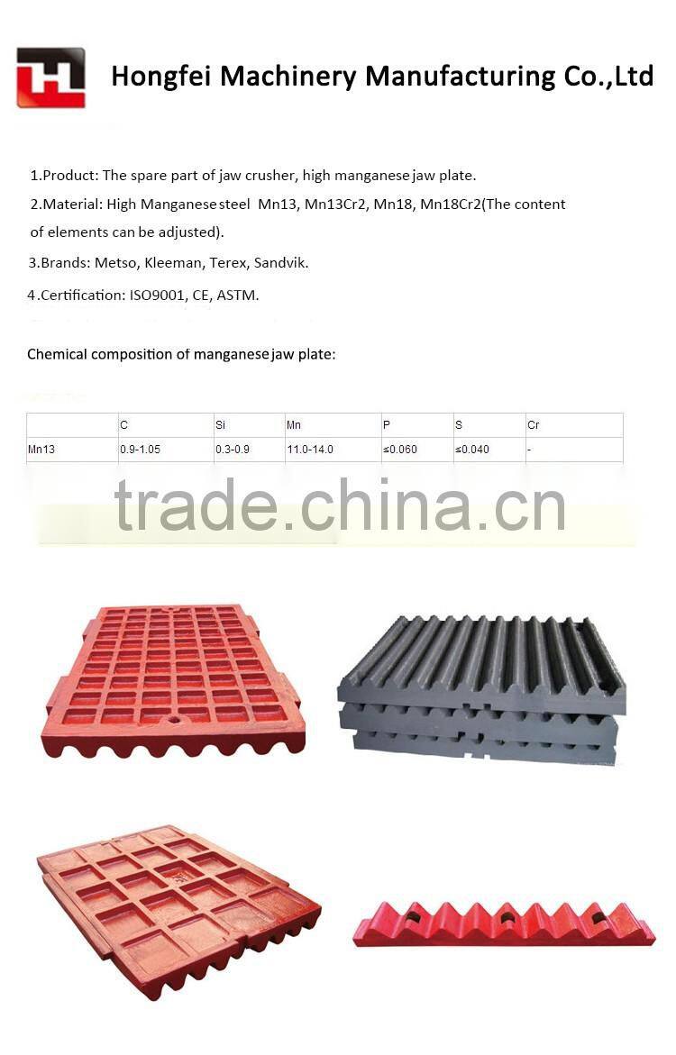 JAW PLATE FOR JAW CRUSHER HIGH MANGANESE JAW PLATE