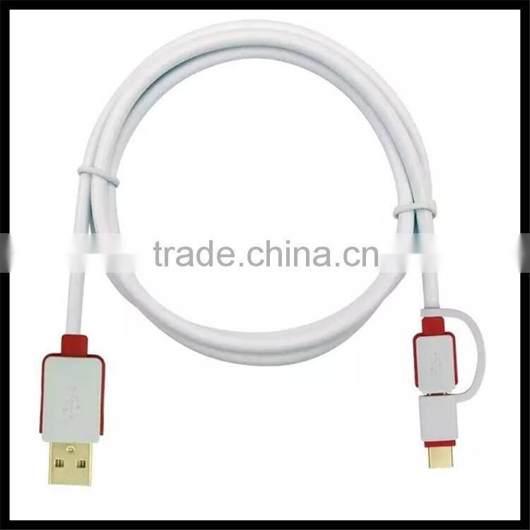 2016 Wholesale 2in1 Type C and Android fast charging mobile phone usb cable