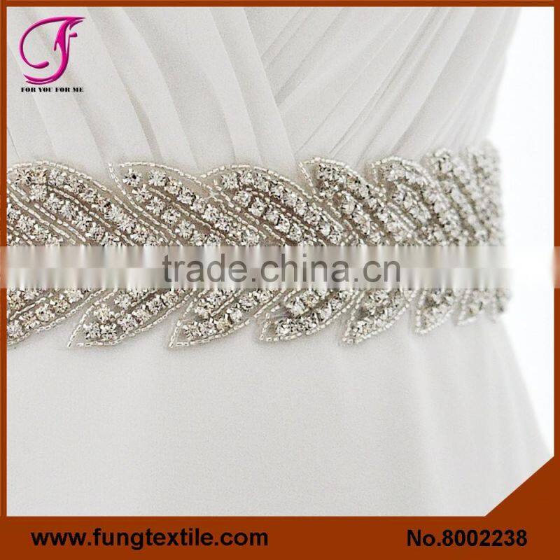 FUNG 8002238 New 2016 Fashion Crystal Beaded Sash Diamond Weddding Accesories Sash,Wedding Sash Belt