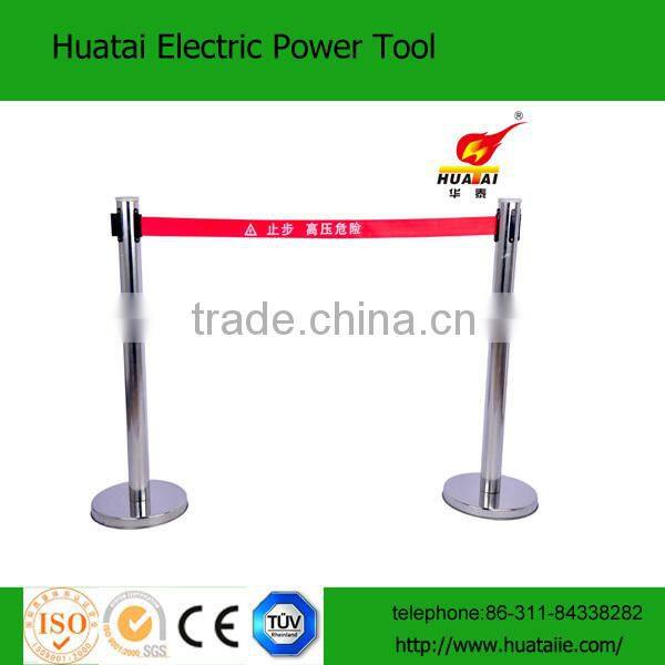 Stainless steel telescoping belt fencing barrier