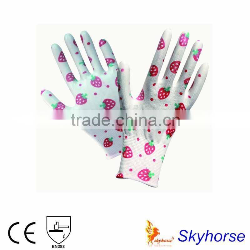 13G Nylon Liner PU Coated Women's Gardening Gloves