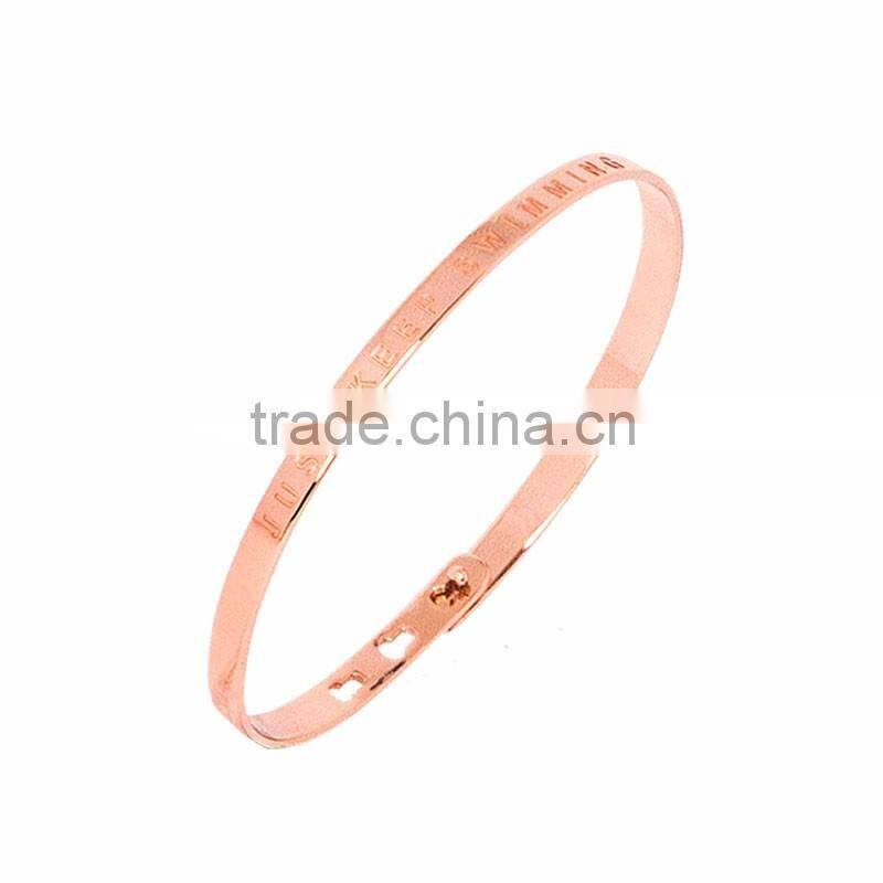 Memories Bangles with Customize Design Word 'JUST KEEP SWIMMING' with 4mm/7mm Width