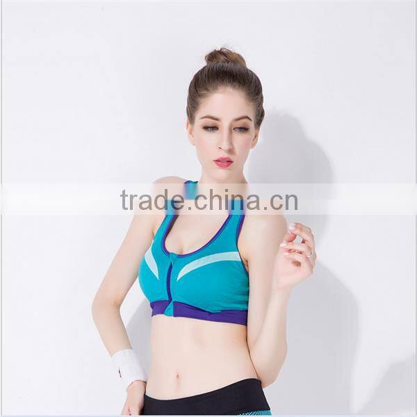 High strength shock zipper gathered women without rims sports bra