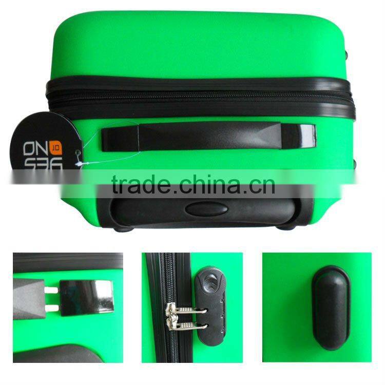 2015 China alibaba New colorful ABS elastic paint suitcase with green color/ airport luggage trolley/new luggage set