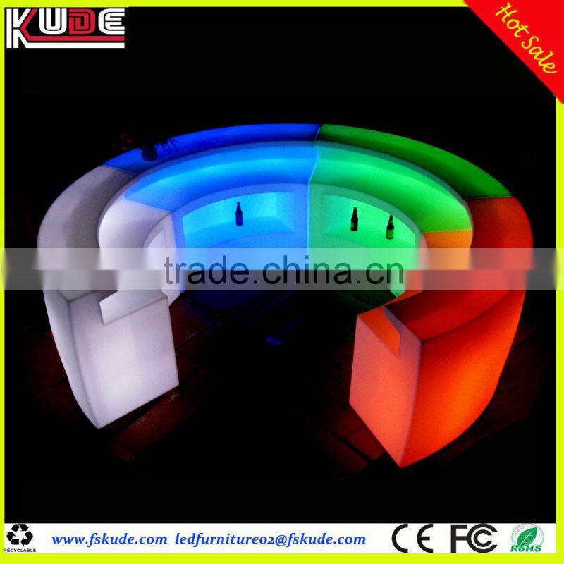 modern illuminated LED curved bar counter for circle round bar table