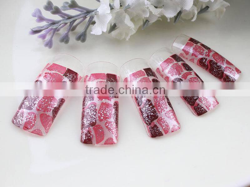 Wholesale false nails glitter powder designed artificial nails