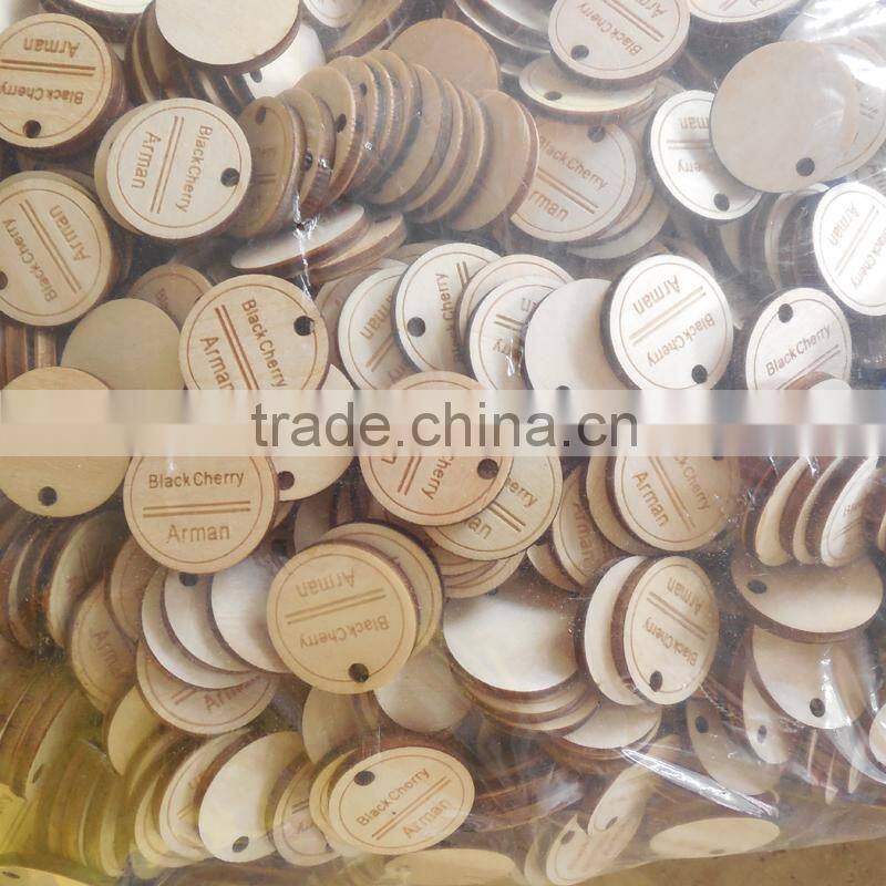 laser carved logo wooden garment tags jeans hanging tag