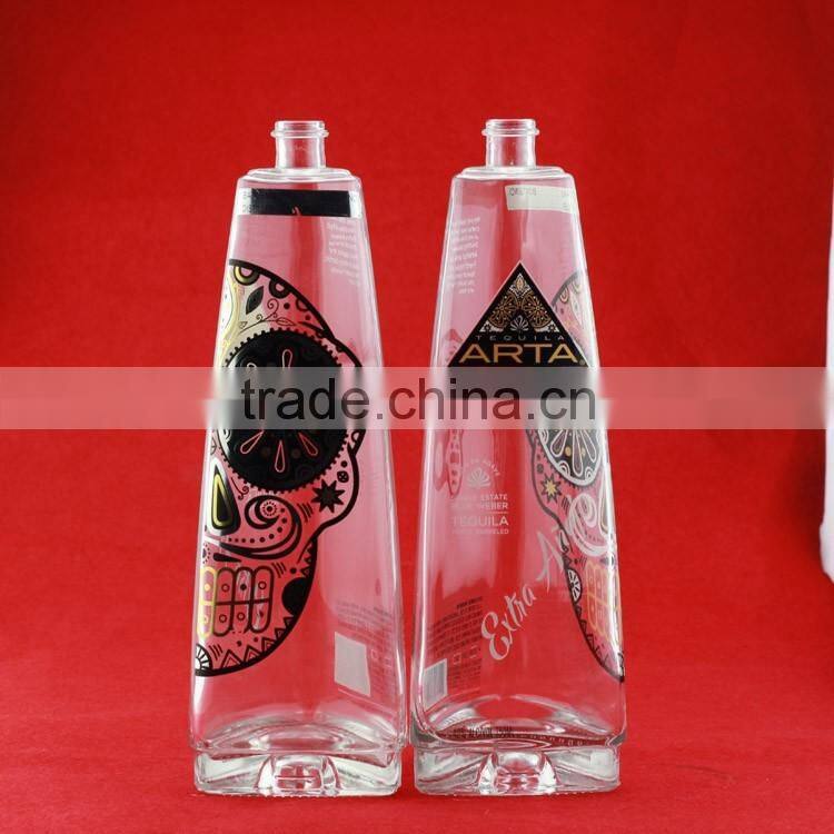 2015 new design Round frosted vodka bottles 750ml flint glass wine bottle Canopus glass liquor bottles