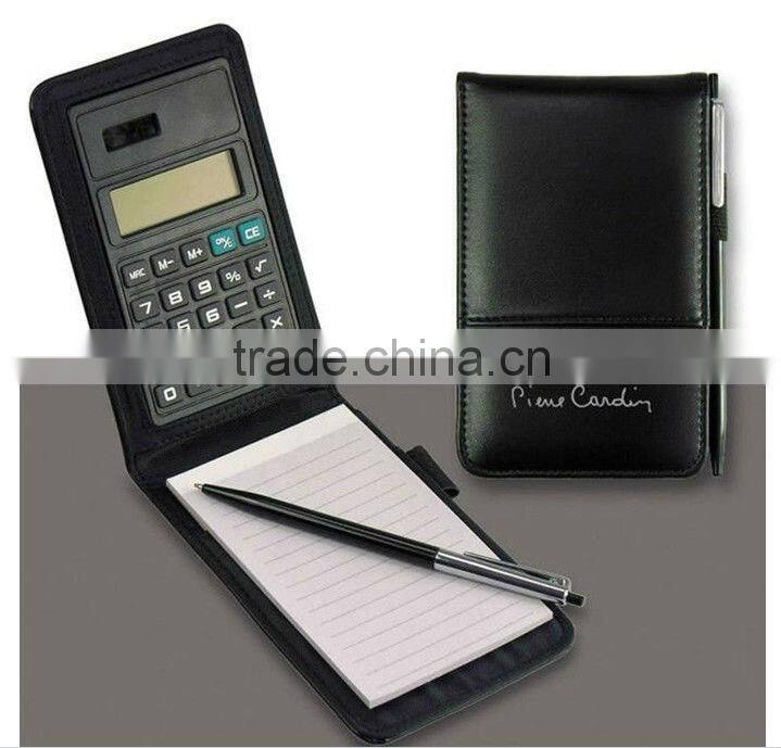Practical pocket notebook/memo/organizer with pen and calculator