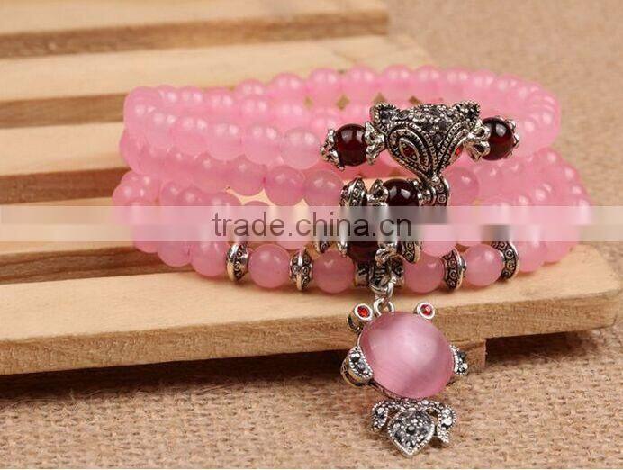 Natural Rose Quartz Crystal Beads Bracelets for wedding souvenir wholesale