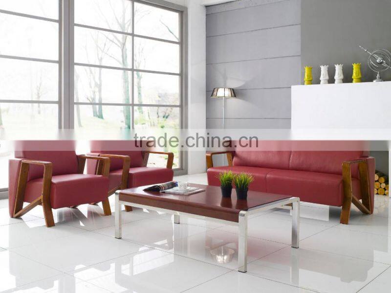 Pretty appearance hot selling comfortable office leather sofa with stainless steel