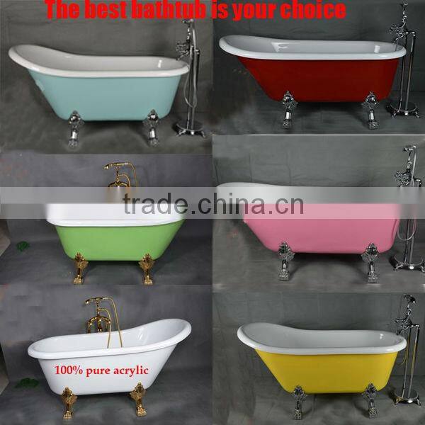 Modern Acrylic classic bathtub with brass clawfoot