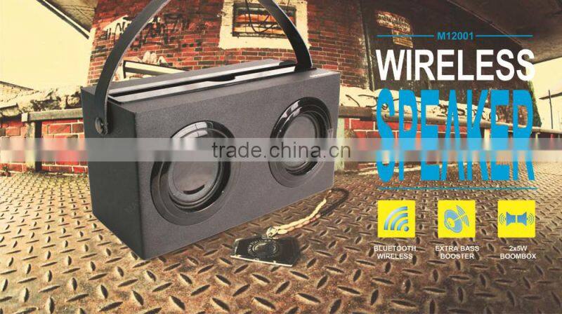 Wireless Bluetooth Boombox 2x5W deep bass Wireless Boombox Wooden speaker
