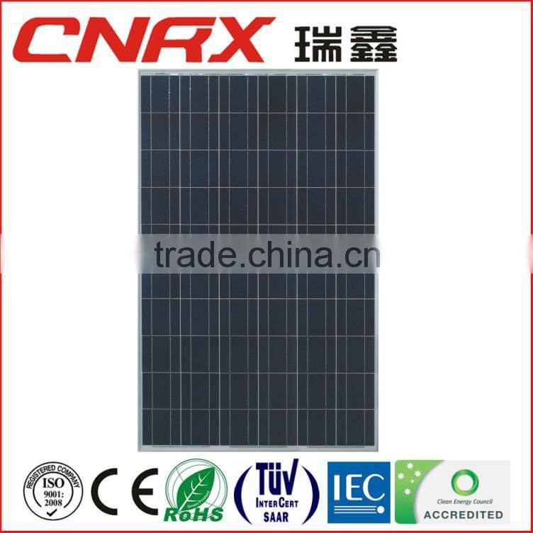 Made in China YueQing Ruixin Group RXP-60 Poly 250W power price per watt solar panel with full certificate